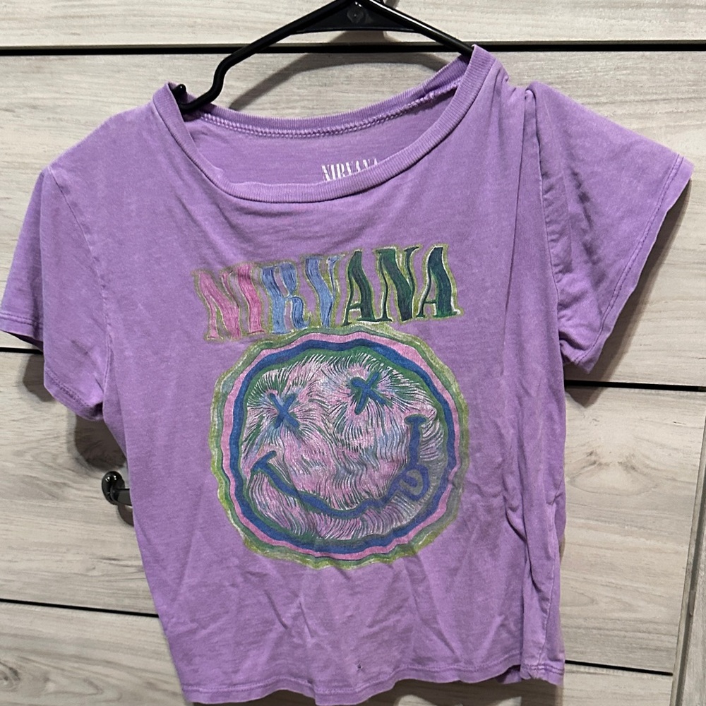 Nirvana Lavender Smiley Face Tee - image 1